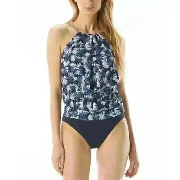 NEW! MICHAEL Michael Kors Women's L Blouson High-Neck Tankini Top NWT $138 - Picture 1 of 2